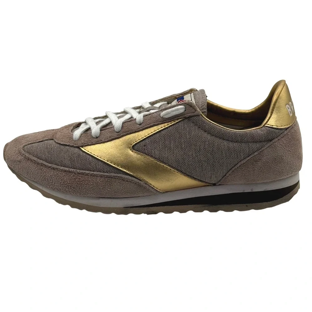 Brooks Chariot Women's Size 8 Retro Running Sneakers Taupe Gold Suede Athleisure